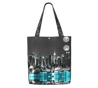 ENGhjes New York Paintings - Bolsa de lona de poliéster reutilizable, suave, bolsa de hombro para playa, viajes, compras