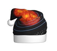 ENGhjes Outer Space Galaxy Solar System Printing Holiday Plush Unique Stylish Adult Women Men Santa Hat Winter Christmas Party Caps