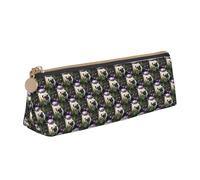 ENGhjes Pugs in The Garden - Estuche de cuero con estampado de jardín para lápices con cremallera para niños y niñas, regalos de vuelta a la escuela, White, Talla única, Neceser de maquillaje