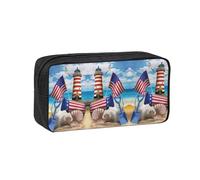 ENGhjes Sea to Shining Sea - Estuche multiusos con estampado patriótico para lápices, bolsa de tela Oxford para artículos de papelería, cables de viaje y cosméticos