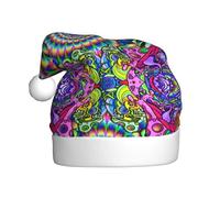 ENGhjes Sombrero abstracto de hongos coloridos con estampado de mandala, para vacaciones, para adultos, mujeres y hombres, gorro de Papá Noel, sombreros de invierno y Navidad, gorras de fiesta de