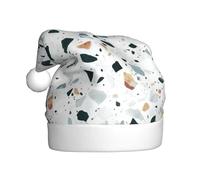ENGhjes Sombrero de Papá Noel con diseño de mármol de terrazo con estampado pastel para vacaciones, para adultos, mujeres, hombres, gorro de Papá Noel, sombreros de Navidad, gorras de fiesta de