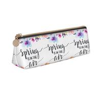 ENGhjes Spring is in The Air - Estuche de cuero con estampado de aire, bonito estuche con cremallera, bolsa de papelería para niños y niñas, regalos de vuelta a la escuela, White, Talla única, Neceser