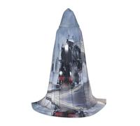 ENGhjes Steam Train Depart Sunset - Capa con capucha para fiesta de Halloween, bruja, vampiro, mago, baile de máscaras