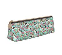 ENGhjes Sweet Basset Hound - Estuche de piel con estampado floral para lápices con cremallera, para niños y niñas, regalos de vuelta a la escuela, White, Talla única, Neceser de maquillaje