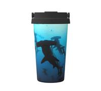 ENGhjes Taza de café de viaje informal con estampado de tiburones martillo, para café caliente y frío, vaso de acero inoxidable para casa, oficina, viajes