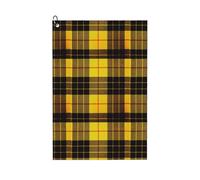ENGhjes Toalla de golf con estampado a cuadros amarillos, grises y negros, de 61 x 40,6 cm, con clip de mosquetón, toalla de regalo para una limpieza cómoda