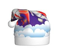 ENGhjes Universo astronauta cohete galaxia impresión día festivo felpa único elegante adulto mujeres hombres sombrero de Papá Noel invierno Navidad gorras fiesta
