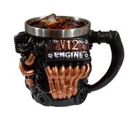 Engine Coffee Mug - Taza de 300 ml V12 Realistic Double Wall Insulation Stainless Steel Cup, Engine Themed Mug | For Golf Winter Balcony Courtyard Garden Park Home Picnic Camping Party Whiskey Beer