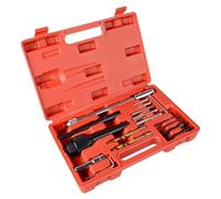 Engine Glow Plug Extractor Tool Set | 16-Piece M8 M10 Carbon Steel Damaged Broken Plug Removal Kit With Case Adapter Centering Thread Cleaning Tools Automotive Repair Cylinder Head Extraction Kit for