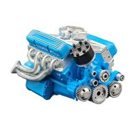 Engine Model, Resin V8 Building Block, Realistic Science Toys Educational Games, Desk Decoration for Kids, Living Room, Bookshelf Display, 5.91x4.33x4.13 inches, Black, Blue