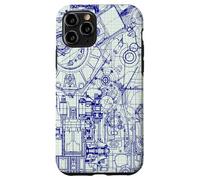 Engineer Blueprint Pattern Technical Drawing Gear Schematic Carcasa para iPhone 11 Pro