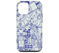Engineer Blueprint Pattern Technical Drawing Gear Schematic Carcasa para iPhone 12/12 Pro