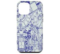 Engineer Blueprint Pattern Technical Drawing Gear Schematic Carcasa para iPhone 12 Mini