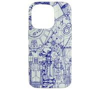 Engineer Blueprint Pattern Technical Drawing Gear Schematic Carcasa para iPhone 14 Pro