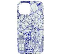 Engineer Blueprint Pattern Technical Drawing Gear Schematic Carcasa para iPhone 15