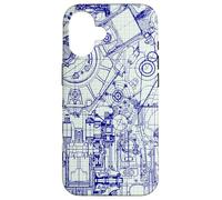 Engineer Blueprint Pattern Technical Drawing Gear Schematic Carcasa para iPhone 16
