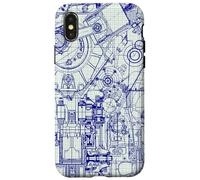 Engineer Blueprint Pattern Technical Drawing Gear Schematic Carcasa para iPhone X/XS
