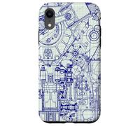 Engineer Blueprint Pattern Technical Drawing Gear Schematic Carcasa para iPhone XR