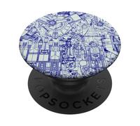 Engineer Blueprint Pattern Technical Drawing Gear Schematic PopSockets PopGrip Adhesivo