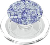 Engineer Blueprint Pattern Technical Drawing Gear Schematic PopSockets PopGrip para MagSafe