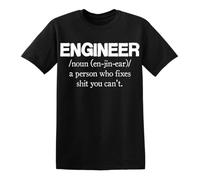 Engineer Funny T-Shirt Gift Party Novelty Dad Him Joke Birthday tee Top Black S