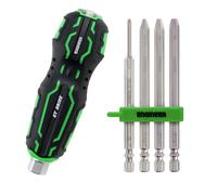 ENGINEER Juego de extractores de tornillos hexagonales 4 en 1 con mango de destornillador Ergo, funciona con tornillos de cabeza avellanada DZ-74