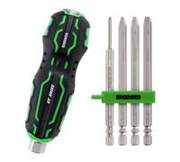 ENGINEER Juego de extractores de tornillos hexagonales 4 en 1 con mango de destornillador Ergo, funciona con tornillos de cabeza avellanada DZ-74