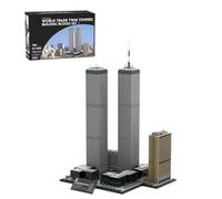 Engineerkiter Architecture Twin Towers - Juego de bloques de construcción modulares (1:800, monumento de Nueva York, edificio modular, bloques de sujeción, casa de construcción, regalo para adultos)