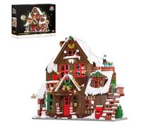 Engineerkiter Cabaña de nieve de madera con bloques de construcción de arquitectura de escena navideña, regalos de construcción de casas modulares de Navidad para adultos, 600 piezas de edificios