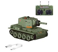 Engineerkiter Modelo de tanque de batalla RC con modo de combate, torreta giratoria y transmisión de pista, escala 1/64 2.4G Mini tanque de batalla alemán WW2 vehículo militar a control remoto