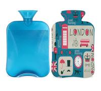 England London Big Ben - Bolsa de agua caliente con funda, bolsa de agua caliente de 2 litros para aliviar el dolor, cuello y hombros, manos, pies, compresa caliente y fría