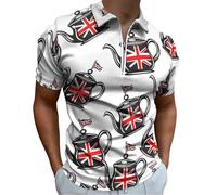 England Tea Lover - Polo de manga corta con cuello para hombre, camiseta casual de verano, Estilo:, L