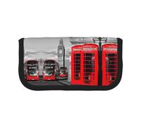 England UK - Estuche pequeño para lápices, diseño retro de Londres, Black, Talla única, Organizador de bolsas