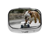 English BullDogs Bokeh Patineta Mascotas Inglés, Pastillero cuadrado para bolsillo o monedero, pequeño contenedor de pastillas, organizador de pastillas de viaje