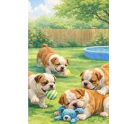 English Bulldogs Playing In The Garden: A5 Portrait Lined Notebook