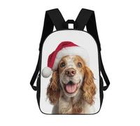 English Cocker Spaniel Dog with Santa Hat Mochila, Mochila Escolar Impresa En 3D, Bolsa Para El Almuerzo Escolar, Mochila De Viaje, Mochila Para Amigos, Mochila Escolar Para Niñas Y Niños 17inch