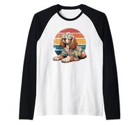 English Cocker Spaniel Gafas De Sol Hawái Playa Verano Camiseta Manga Raglan