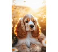 English Cocker Spaniel Puppy face Notebook - Large 6 x 9 inches - 127 Pages