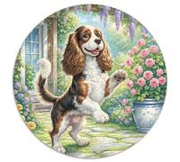 English Cocker Spaniel Puzzle Redondo Familiar Presión Reducida Perro Mascota Rompecabezas De 1000 Piezas Juegos Únicos De Desafío1000pcs (67.5x67.5cm)