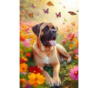 English Mastiff in a field of colorful flowers Notebook - Large 6 x 9 inches - 127 Pages
