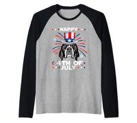 English Pointer Dog Patriotic American 4th of July Dogs Camiseta Manga Raglan