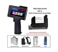 English Portable Small Label Handheld Inkjet Printer Production Date QR Code Batch Number Logo HD Printing Fadeless Fast Drying Bolsa de cartón(Printer - Green Ink)