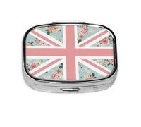 English Roses Bandera de Reino Unido, pastillero con 2 compartimentos, organizador portátil