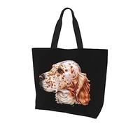 English Setter Dog - Bolso de mano para mujer, ligero, de lona, reutilizable, color negro