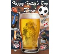 English Setter - Tarjeta de felicitación para el día del padre (tamaño A5, para papá, padrastro, pub, cerveza, PP04)