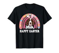 English Springer Spaniel Dog Easter Bunny Eggs Hunt Rainbow Camiseta