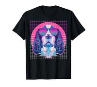 English Springer Spaniel Gafas de Sol Perro Vaporwave Estética Camiseta