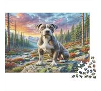 English Springer Spaniel Rompecabezas DIY de Papel Premium Perro Grande en el Acantilado Rocoso con Bosque, Alivio del Estrés Decorativo 38x26cm/1000 Piezas