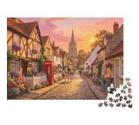 English Town Jigsaw Puzzle 1000 Piezas Reciclado Material Golden Hour Puzzles para Boy & Girl Ages 6 Years Up Educational Juego Challenge Parent Child Toy 38x26cm/1000pcs